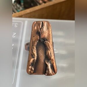 Handcrafted Rustic Copper Ring by Boston Artist Sculptural One of A Kind Design